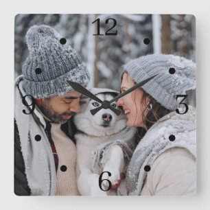 Op maat gemaakte vierkante familiefotoklok voor aa klok