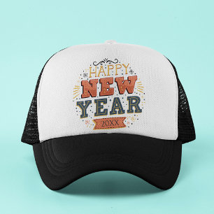 Op Maat Gemaakte Vintage Gelukkig Oud en Nieuw ont Trucker Pet