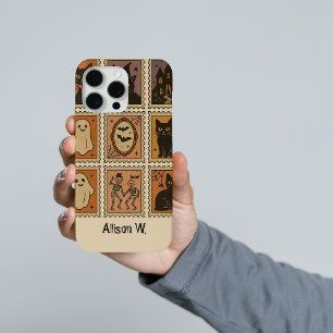 Op maat gemaakte vintage Halloween-stempel iPhone- iPhone 15 Pro Max Hoesje
