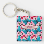 Op maat gemaakte vlinder bloemenpatroon cadeau sleutelhanger (voorkant)