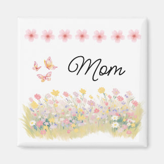 Op maat gemaakte vlindermagneet met wilde bloemen magneet