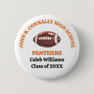 Op maat gemaakte voetbalploeg Orange High School Ronde Button 5,7 Cm