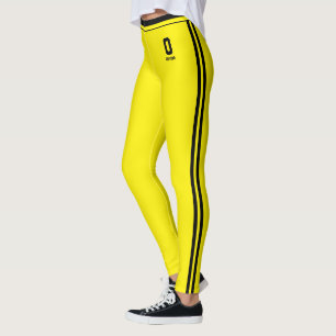 Op maat gemaakte vurige gele zwarte strepen monogr leggings
