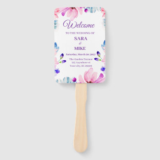 Op maat gemaakte watercolor bloem bruiloft schedul handwaaier