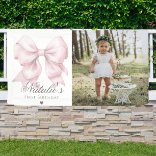 Op maat gemaakte watercolor stoffige roze strik 1e spandoek