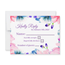 Op maat gemaakte waterverf bloemen RSVP kaart