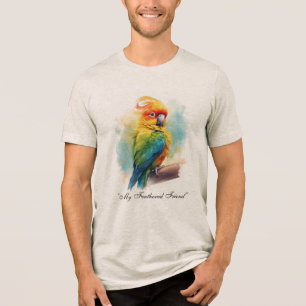 Op maat gemaakte waterverf vogelhuisdier portret T Tri-Blend Shirt