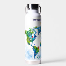 Op maat gemaakte waterverf wereldkaart roestvrij s