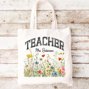 Op maat gemaakte Wilde Bloemen Tas voor Docenten,