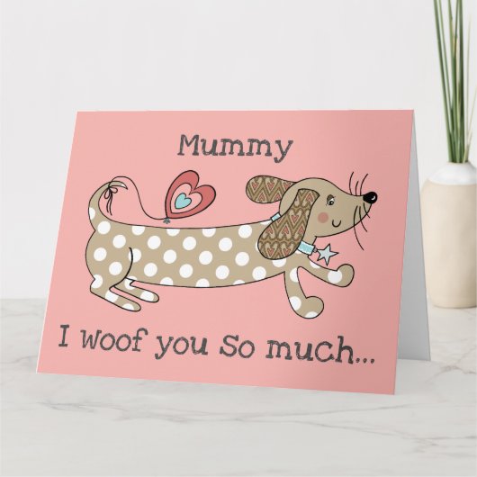 Op maat gemaakte worsthond Dachshund Moederdagkaar Kaart (Voorkant)