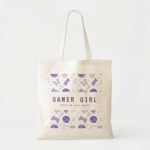 Op maat gemaakte Y2K paarse kitsch disco gamer mei Tote Bag