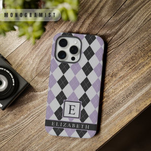 Op maat gemaakte zachte lavendel paarse zwarte Arg iPhone 15 Pro Max Hoesje