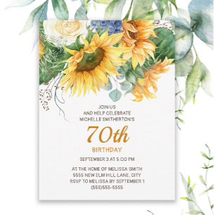 Op maat gemaakte zonnebloemen Eucalyptus 70ste ver Briefkaart