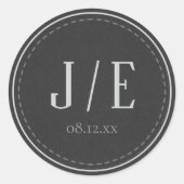 Op maat gemaakte zwart-wit bruiloft Initialen ID10 Ronde Sticker (Voorkant)