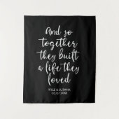 Op maat gemaakte zwart-wit huwelijksachtergrond Zo Wandkleed (Voorkant)