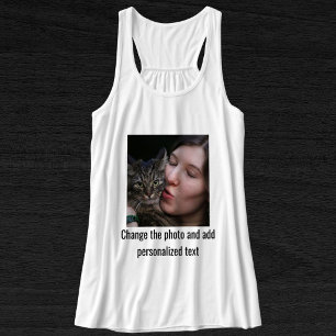 Op maat gemaakte zwart-wit kat moeder familie huis tanktop