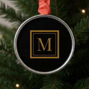 Op maat gemaakte zwarte en gouden lijst monogram metalen ornament