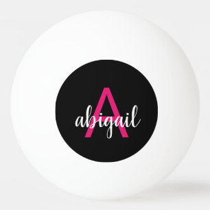 Op maat gemaakte Zwarte Hot Pink Moderne Monogram Pingpongballen