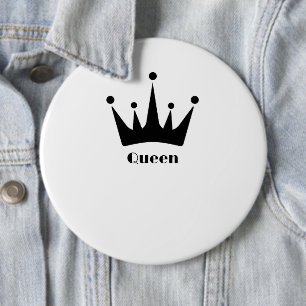 Op maat gemaakte zwarte kroonafbeelding Queen teks Ronde Button 6,0 Cm