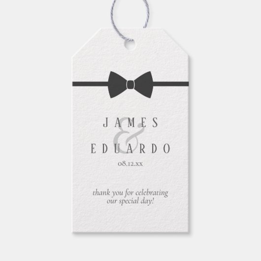 Op maat gemaakte zwarte Stropdas bruiloft dank u I Cadeaulabel (Voorkant)