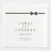 Op maat gemaakte zwarte Stropdas bruiloft dank u I Servet (Voorkant)