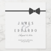 Op maat gemaakte zwarte Stropdas bruiloft dank u I Wijn Etiket (Enkel label)