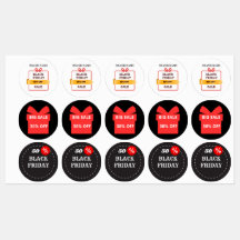 OP MAAT GEMAakte ZWARTE VRIJDAG RONDE STICKERS VOO