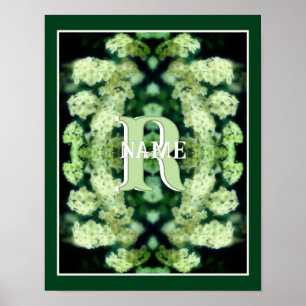 Op maat gemonogrammeerde initiële naam Wilde Rozen Poster