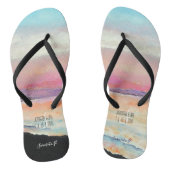 Op maat geschilderde pastel strand zonsondergang | teenslippers (Voetbed)