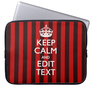 Op maat gesneden kalm Jouw tekst op rode strepen Laptop Sleeve