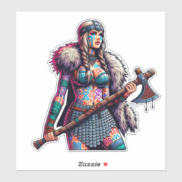 Op maat gesneden vinyl sticker: krijgsvrouw sticker