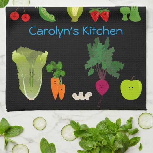 Op maat gesneden vruchten en Veggies Theedoek (Gevouwen)