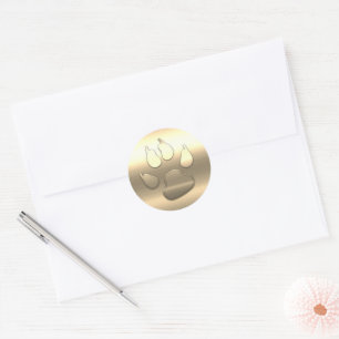 Op maat gouden hondenpoot ronde sticker