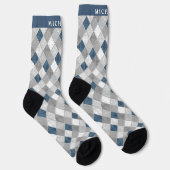 Op maat Licht Donkergrijs Blauw Marmer Argyle Patr Sokken (Rechts)