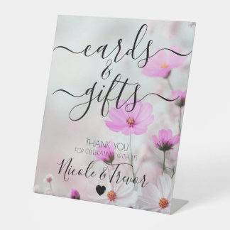 Op Maat Namen Roze Bloemen Kaarten & Cadeaus Reclamebord Met Voetstuk