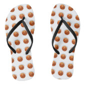 Op maat oranje en zwart leren basketbal teenslippers (Voetbed)