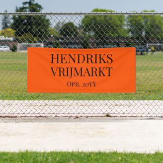 Op Maat Oranje Vrijmarkt-banner | Zwarte tekst -  Spandoek