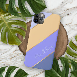 Op maat paars blauw pastel geel strepen iPhone 11 pro max hoesje