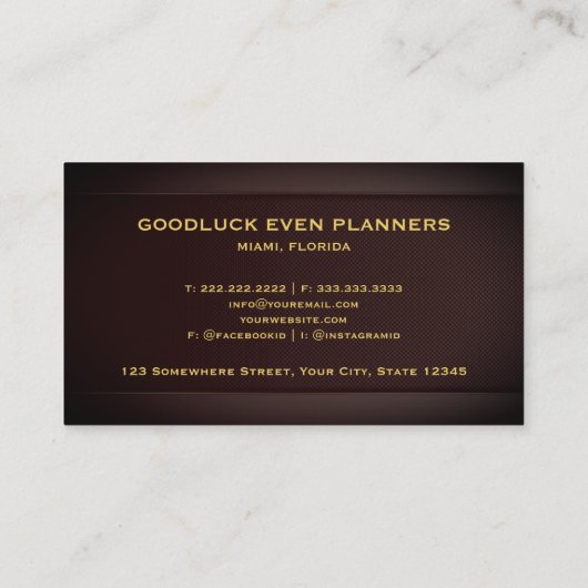 Op maat rood bordeauxrood goud evenementenmanageme visitekaartje (Achterkant)