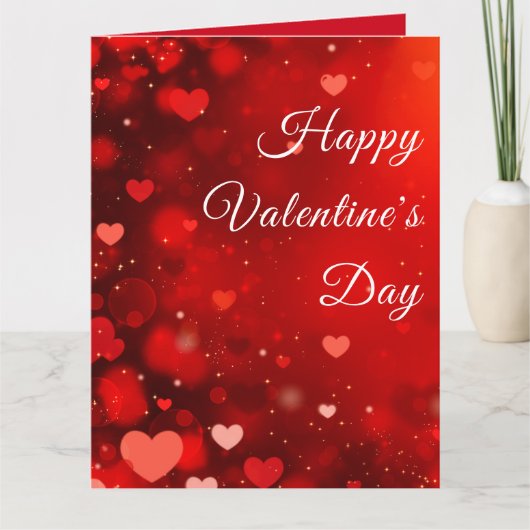 Op maat rood glinsterend hart glanzend valentijnsf kaart (Voorkant)