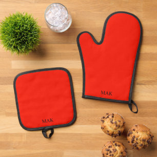 Op maat rood kerststijl ovenwant & pannenlap set