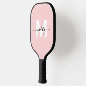 Op maat roze moderne naammonogram pickleball paddle (Links)
