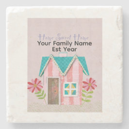 Op maat The Signature Whimsy (Roze & Turkoois) Stenen Onderzetter