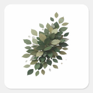 Op maat zilver GROENE BLADEREN Sticker Kunst
