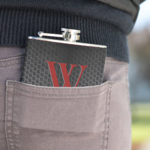 Op maat zwart rood namaak leer monogram initiaal heupfles