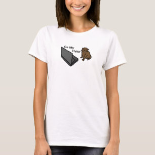 Op Mijn Computer Grappige Computer Bruine Kat Meme T-shirt