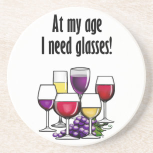 Op mijn leeftijd heb ik bril nodig. zandsteen onderzetter