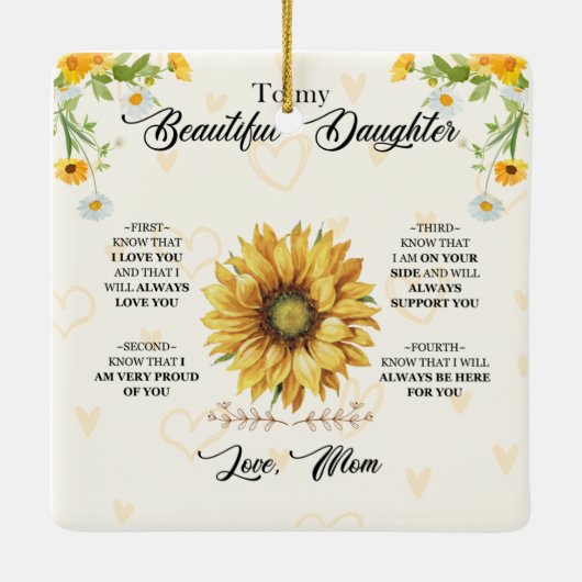 Op mijn mooie dochter keramisch ornament (Achterkant)