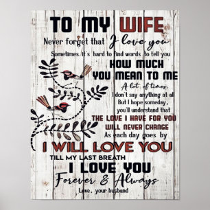 Op mijn vrouw   Home Decor Cft   Naar mijn Cadeau  Poster