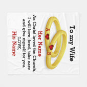 Op mijn vrouw voor haar trouwkoppel monogram fleece deken (Voorkant (Horizontaal))